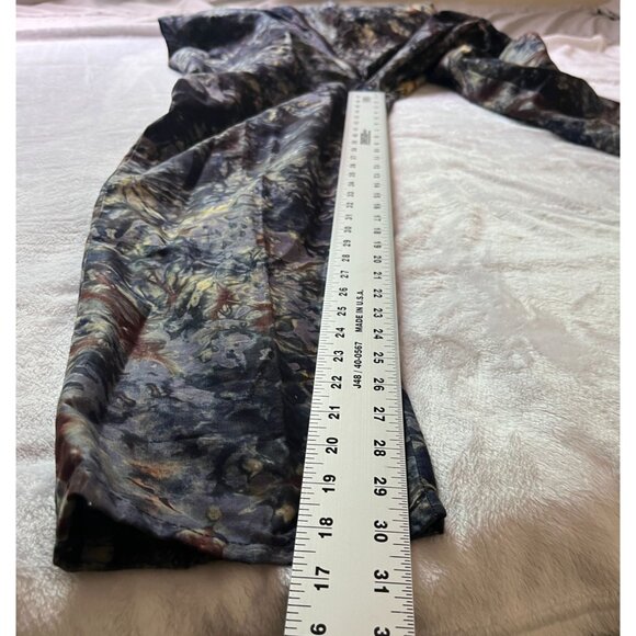 Women Abstract Tie-Dye Multicolor High Waist Straight Leg Pants Zip Front Casual - Picture 9 of 10